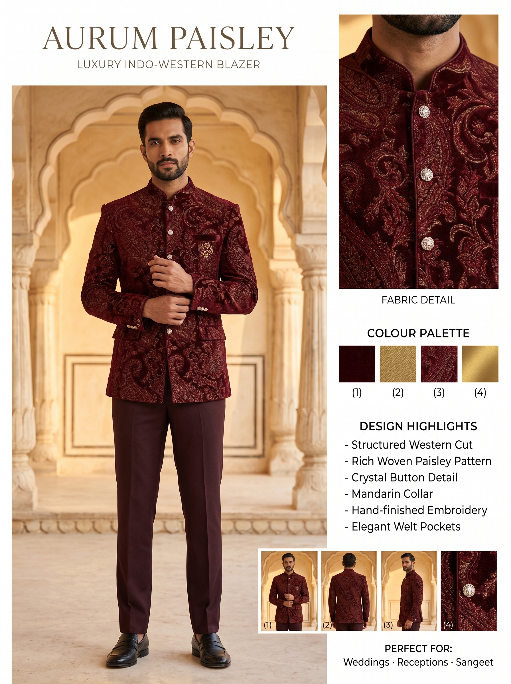 Indo-Western in Maroon brocade